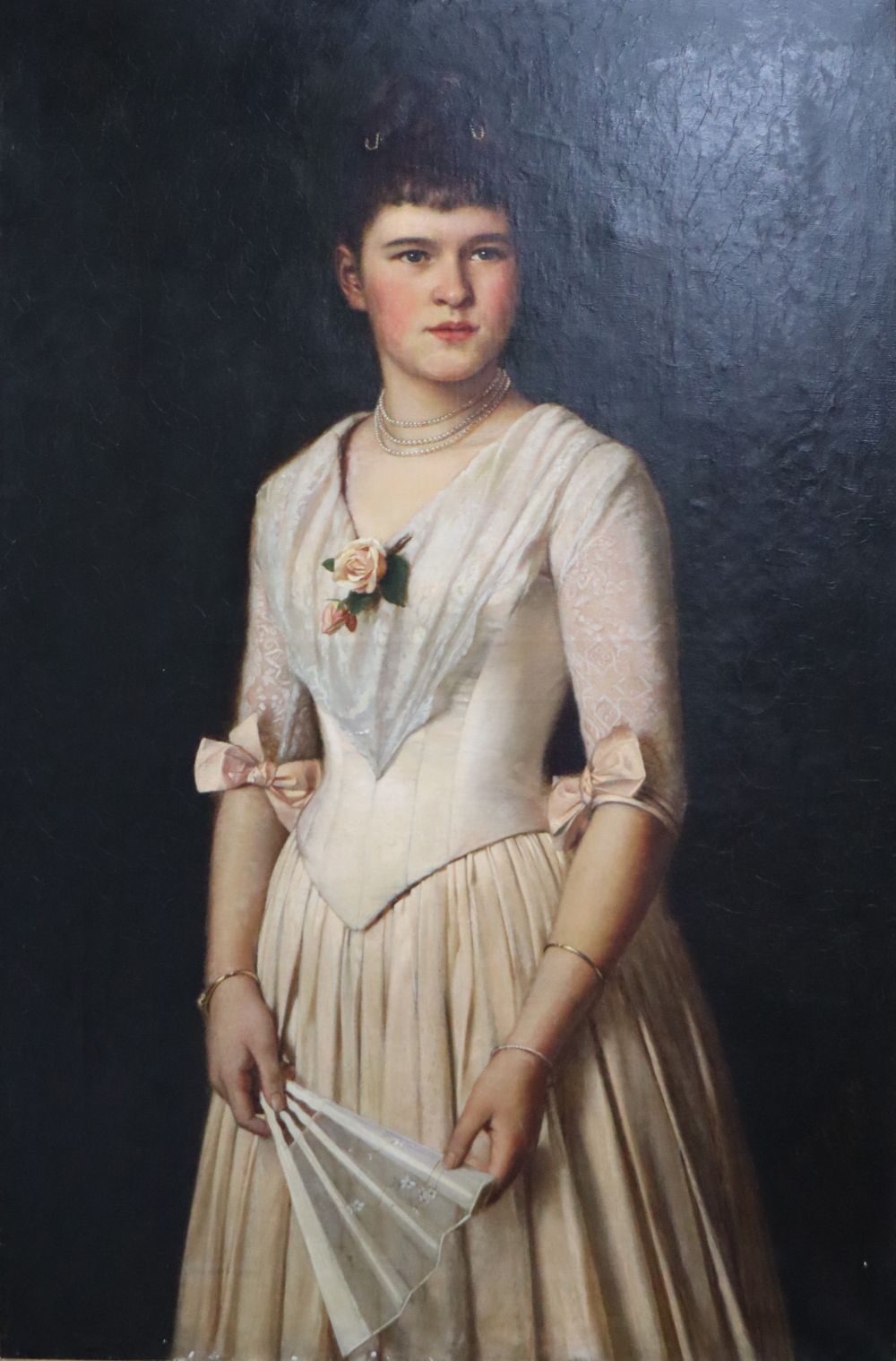 Heinrich Modersohn (1855-1903), oil on canvas, Three quarter length portrait of a young lady, signed and dated, 116 x 76cm